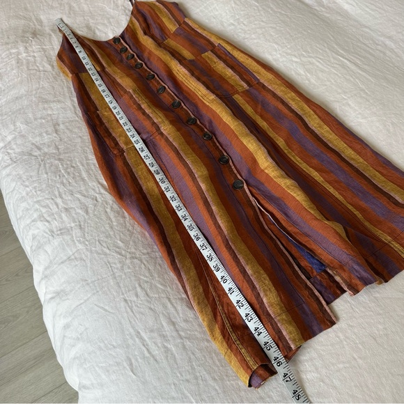 SEA New York 100% Linen Striped Midi Dress Size 4 - Picture 11 of 11